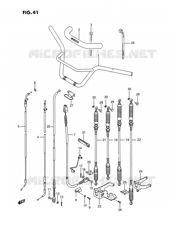 GUIDON - CABLES (MODELE H) Suzuki QUAD 250 QUADRUNNER 1987  LT-4WDH(E3)