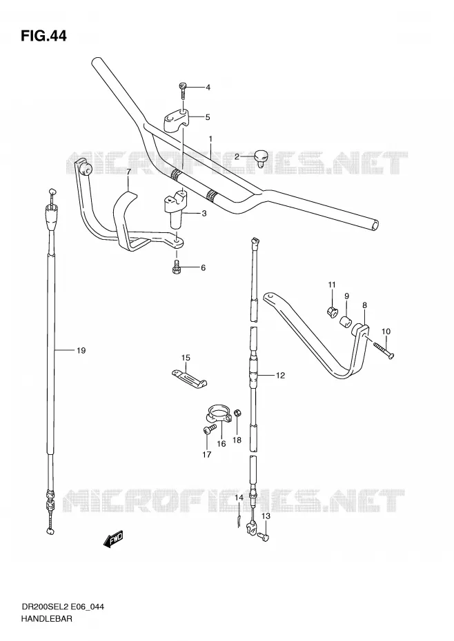 GUIDON (DR200SEL2 E24) Suzuki MOTO 200 DR 2012  DR200SEL2(E06)