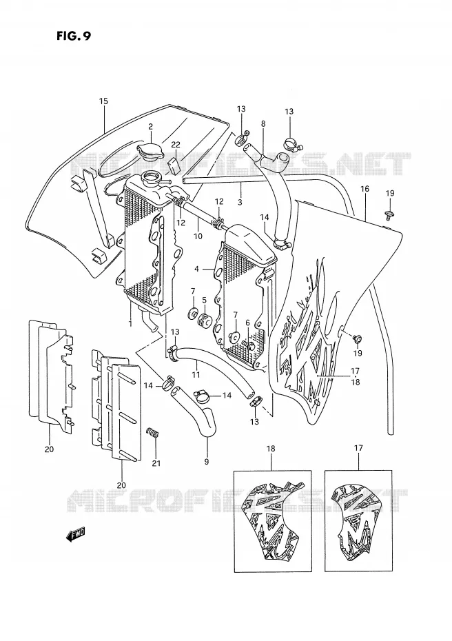 RADIATEUR (MODELE P) Suzuki MOTO 250 RM 1993  RM250P(E3)
