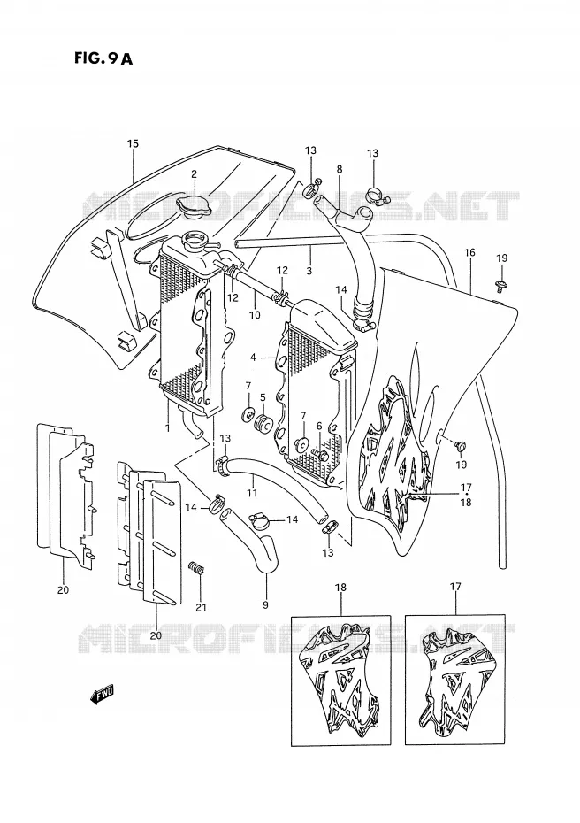 RADIATEUR (MODELE R/S) Suzuki MOTO 250 RM 1994  RM250R(E3)