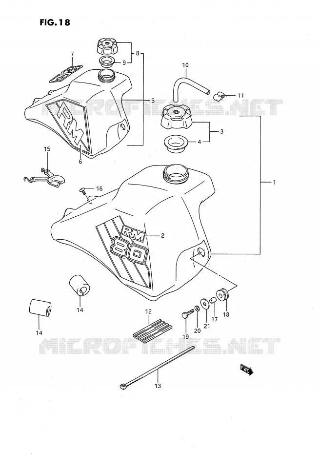RESERVOIR D'ESSENCE (MODELE G/H) Suzuki MOTO 80 RM 1987  RM80H(E24)