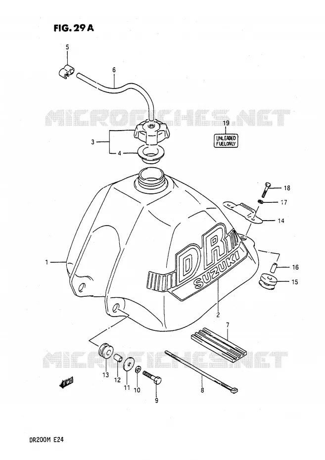 RESERVOIR D'ESSENCE (MODELE J/K/M) Suzuki MOTO 200 DR 1991  DR200M(E24)
