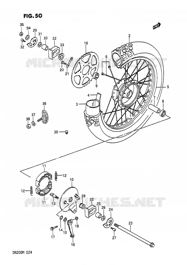 ROUE ARRIERE Suzuki MOTO 200 DR 1988  DR200J(E24)