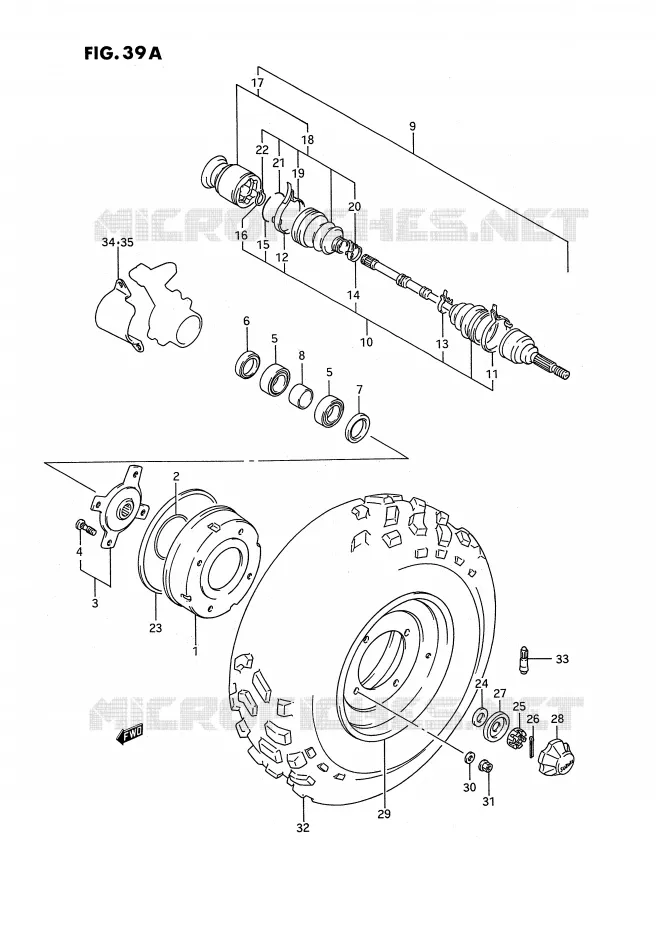 ROUE AVANT (MODELE M/N) Suzuki QUAD 250 QUADRUNNER 1989  LT-4WDK(E3)