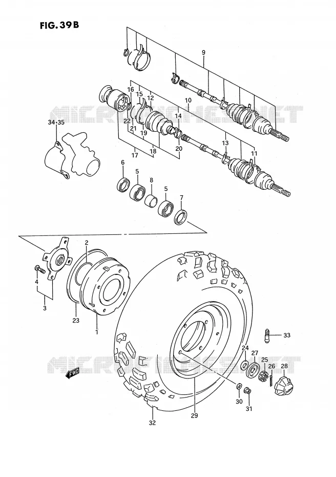ROUE AVANT (MODELE P/R/S) Suzuki QUAD 250 QUADRUNNER 1989  LT-4WDK(E3)