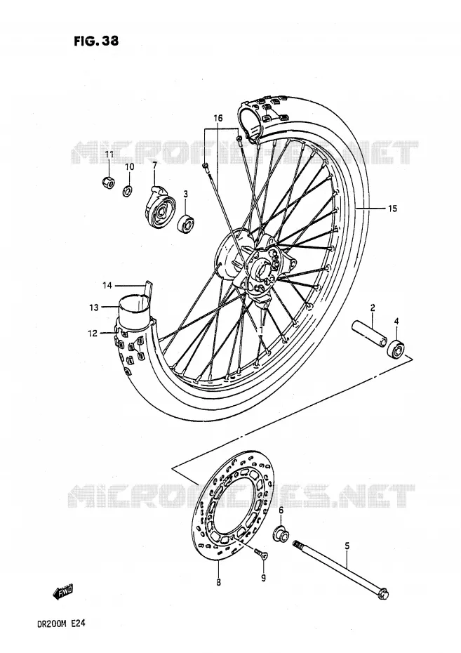 ROUE AVANT Suzuki MOTO 200 DR 1991  DR200M(E24)
