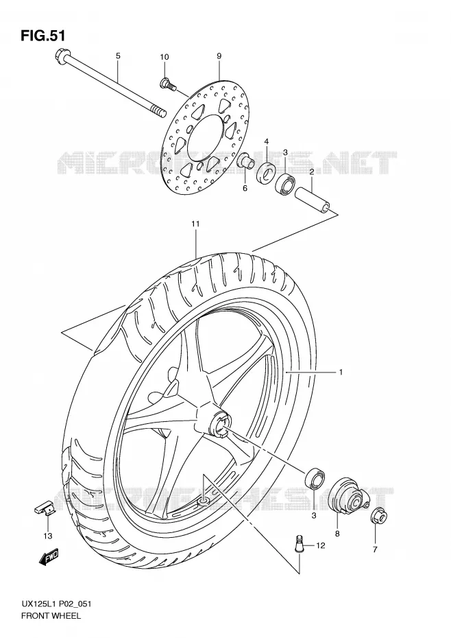 ROUE AVANT Suzuki SCOOTER 125 SIXTEEN 2011  UX125L1(P02)