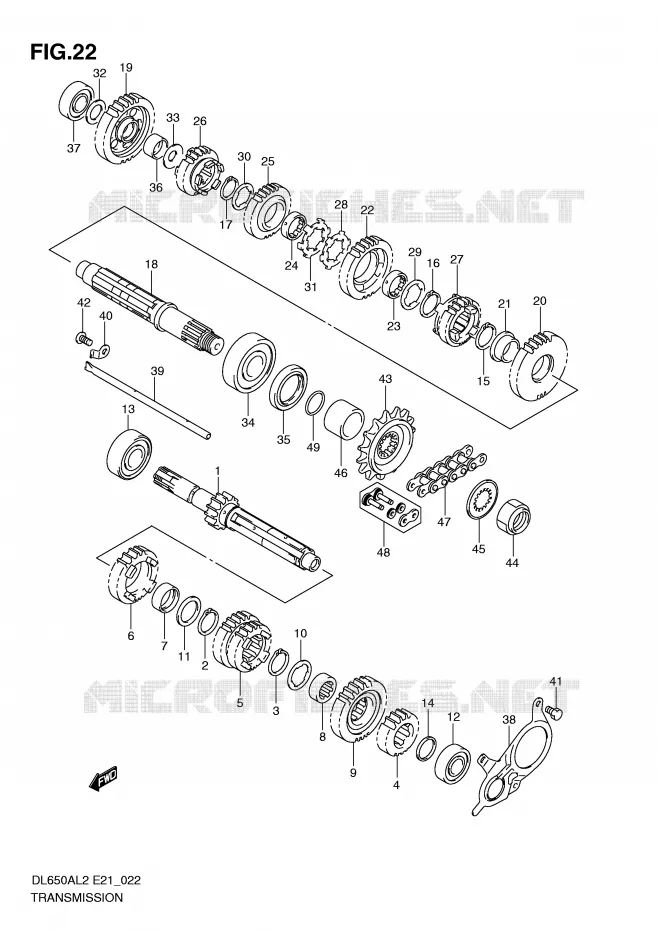 TRANSMISSION Suzuki MOTO 650 V-STROM 2012  DL650AL2(E21)