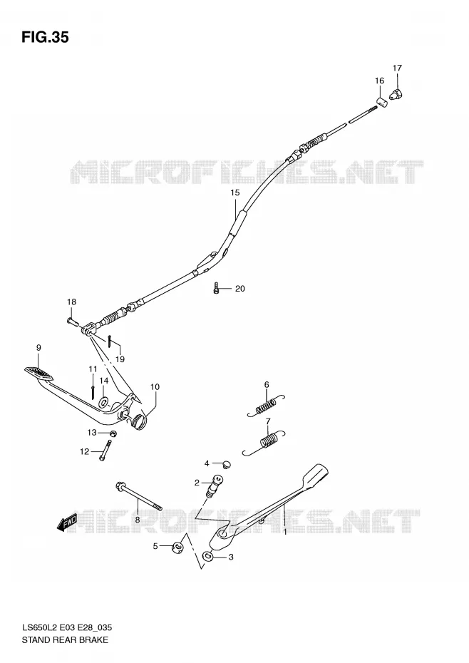BEQUILLE - PEDALE DE FREIN ARRIERE Suzuki MOTO 650 BOULEVARD 2012  LS650L2(E03)