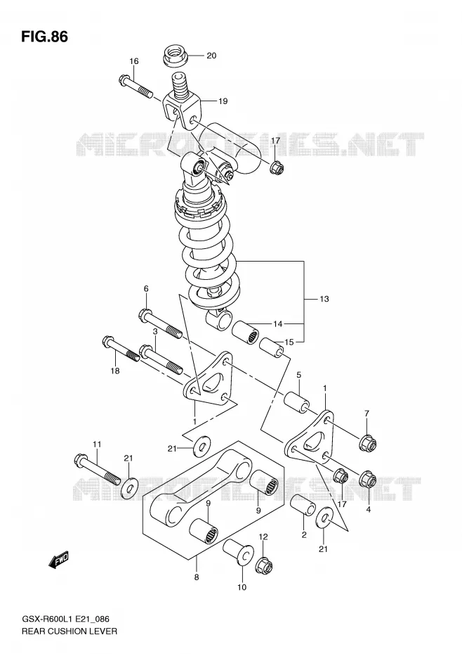 BIELLETTE DE SUSPENSION ARRIERE (GSX-R600L1 E21) Suzuki MOTO 600 GSX-R 2011  GSX-R600L1(E21)