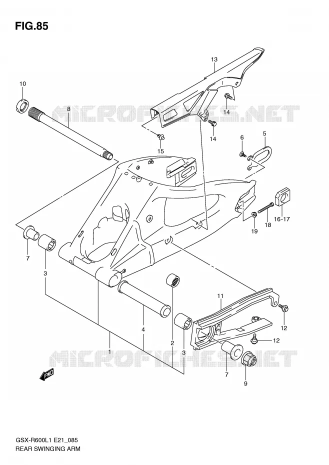 BRAS OSCILLANT ARRIERE Suzuki MOTO 600 GSX-R 2011  GSX-R600UFL1(E21)