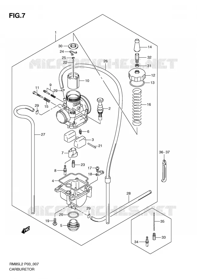 CARBURATEUR Suzuki MOTO 85 RM 2012  RM85L2(P03)