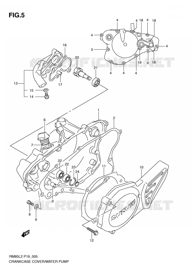 CARTER POMPE A EAU Suzuki MOTO 85 RM 2012  RM85L2(P19)