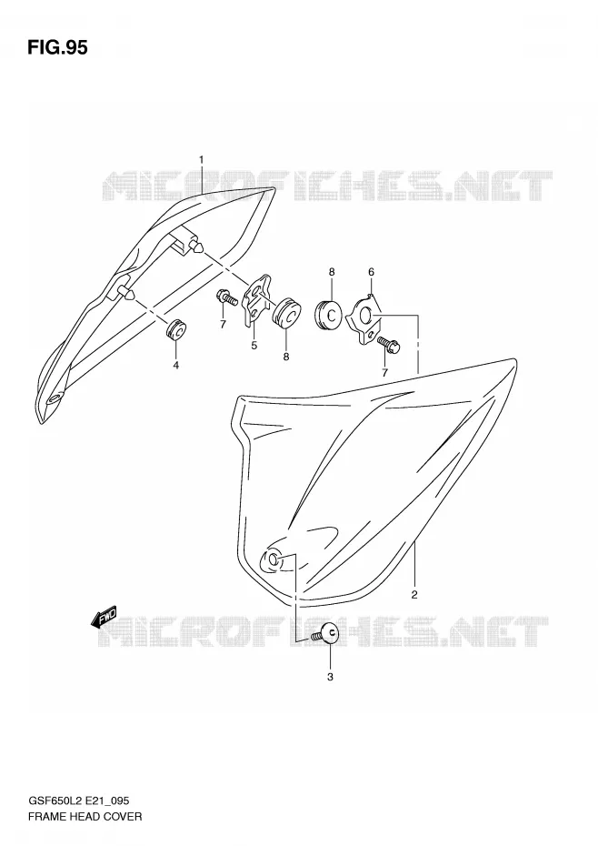 COUVERCLES DE CADRE AVANT (GSF650L2 E21) Suzuki MOTO 650 BANDIT 2015  GSF650SAL2(E21)