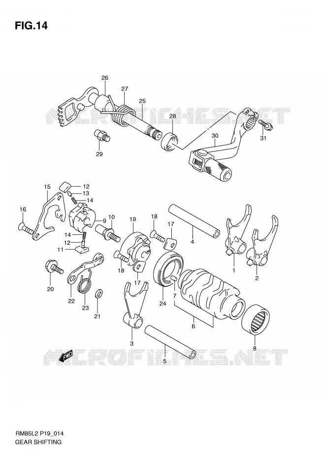 ENSEMBLE DE SELECTION DE VITESSES Suzuki MOTO 85 RM 2012  RM85LL2(P19)