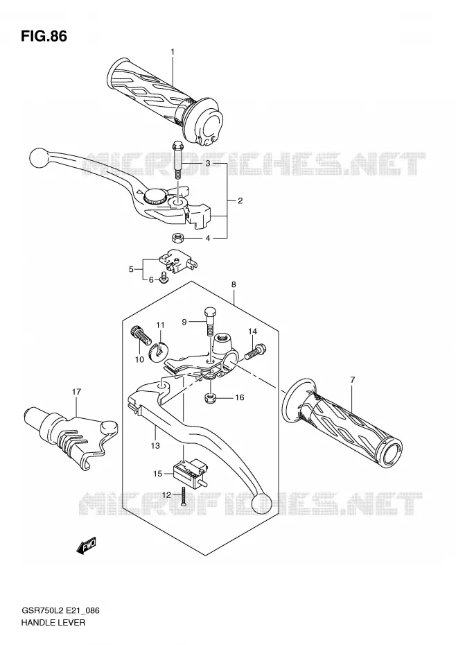 ENSEMBLE LEVIERS - POIGNEES Suzuki MOTO 750 GSR 2012  GSR750L2(E21)