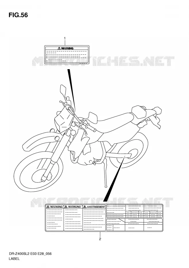ETIQUETTE (DR-Z400SL2 E28) Suzuki MOTO 400 DR-Z 2012  DR-Z400SL2(E03)