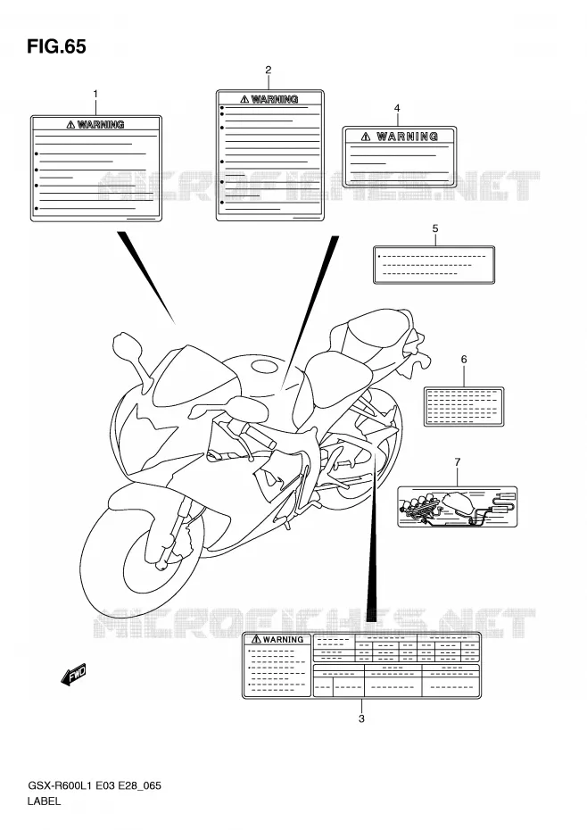 ETIQUETTE (GSX-R600L1 E33) Suzuki MOTO 600 GSX-R 2011  GSX-R600L1(E3)