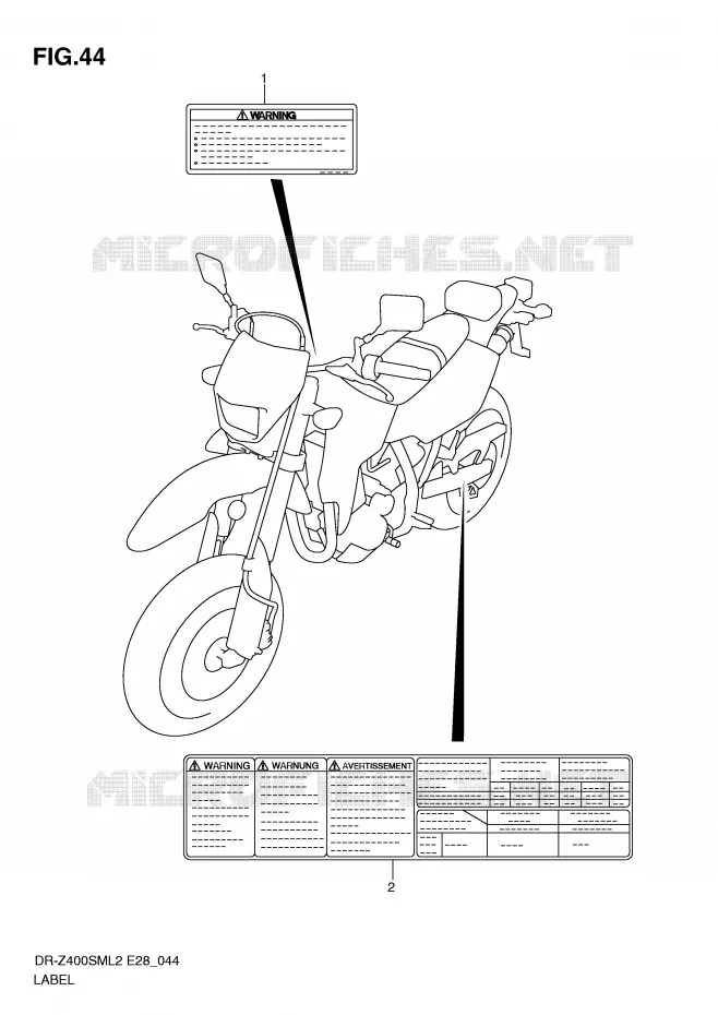 ETIQUETTE Suzuki MOTO 400 DR-Z 2012  DR-Z400SML2(E28)
