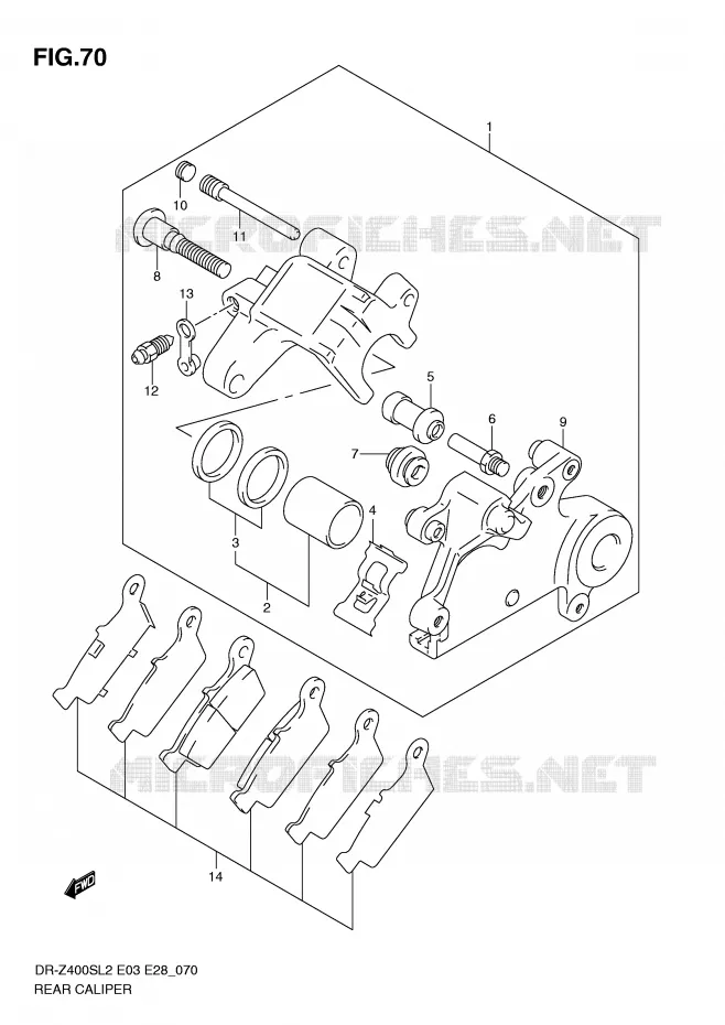 ETRIER DE FREIN ARRIERE Suzuki MOTO 400 DR-Z 2012  DR-Z400SL2(E03)