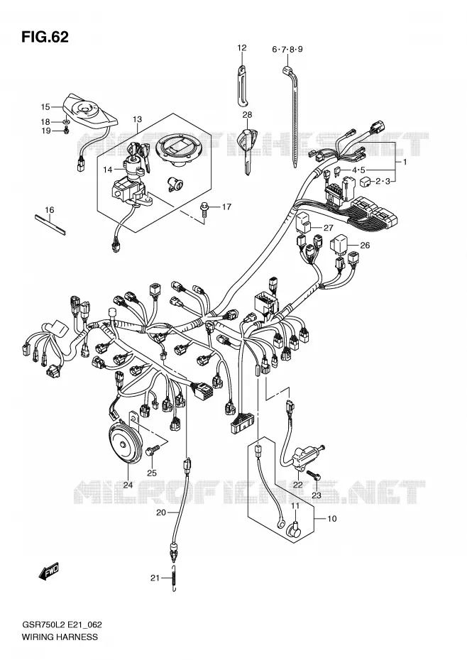 FAISCEAU ELECTRIQUE (GSR750AL2 E24) Suzuki MOTO 750 GSR 2012  GSR750AL2(E21)