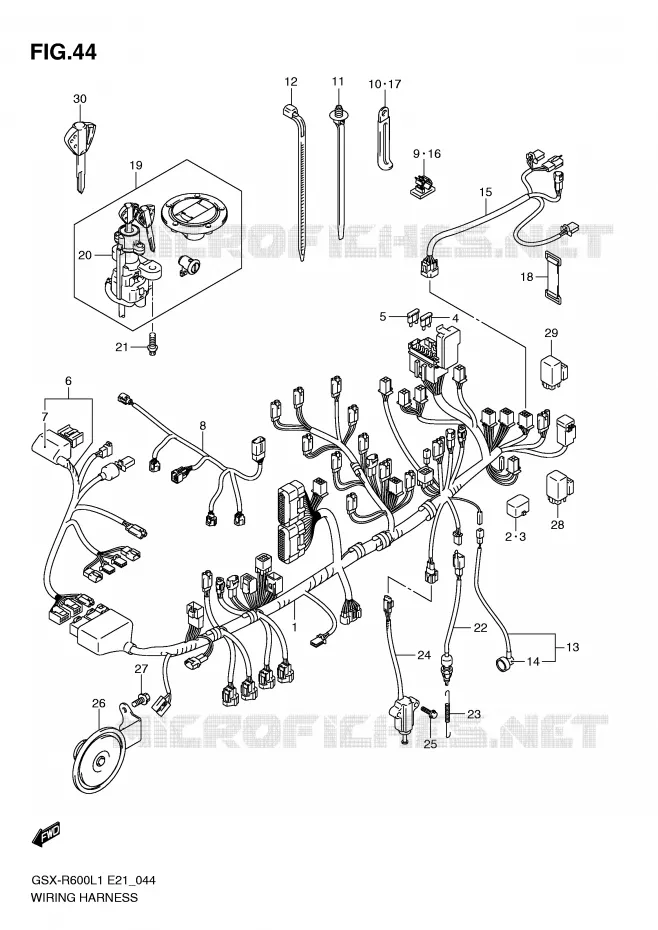 FAISCEAU ELECTRIQUE (GSX-R600UEL1 E21) Suzuki MOTO 600 GSX-R 2011  GSX-R600L1(E21)