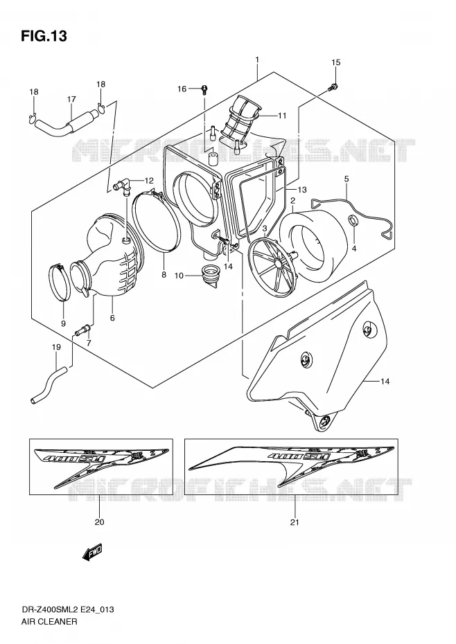 FILTRE A AIR Suzuki MOTO 400 DR-Z 2012  DR-Z400SML2(E24)