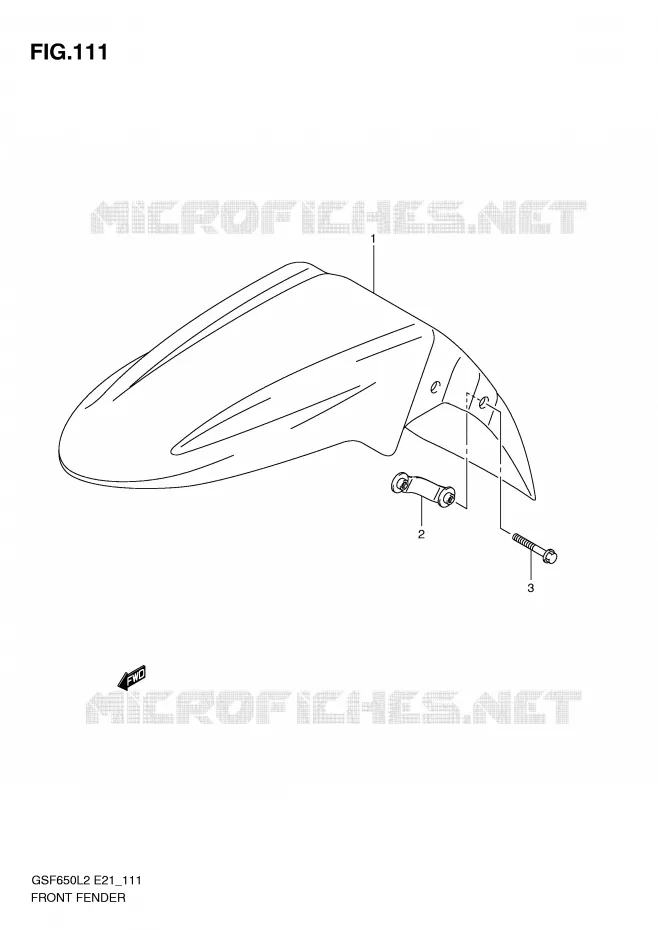 GARDE BOUE AVANT (GSF650L2 E21) Suzuki MOTO 650 BANDIT 2012  GSF650SAL2(E21)