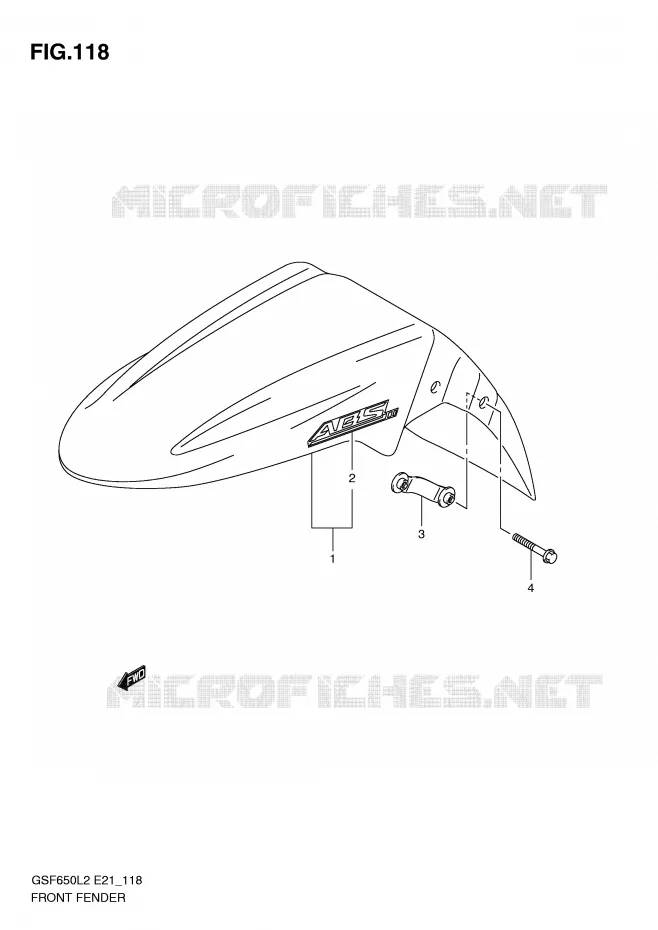 GARDE BOUE AVANT (GSF650SUAL2 E21) Suzuki MOTO 650 BANDIT 2012  GSF650L2(E21)