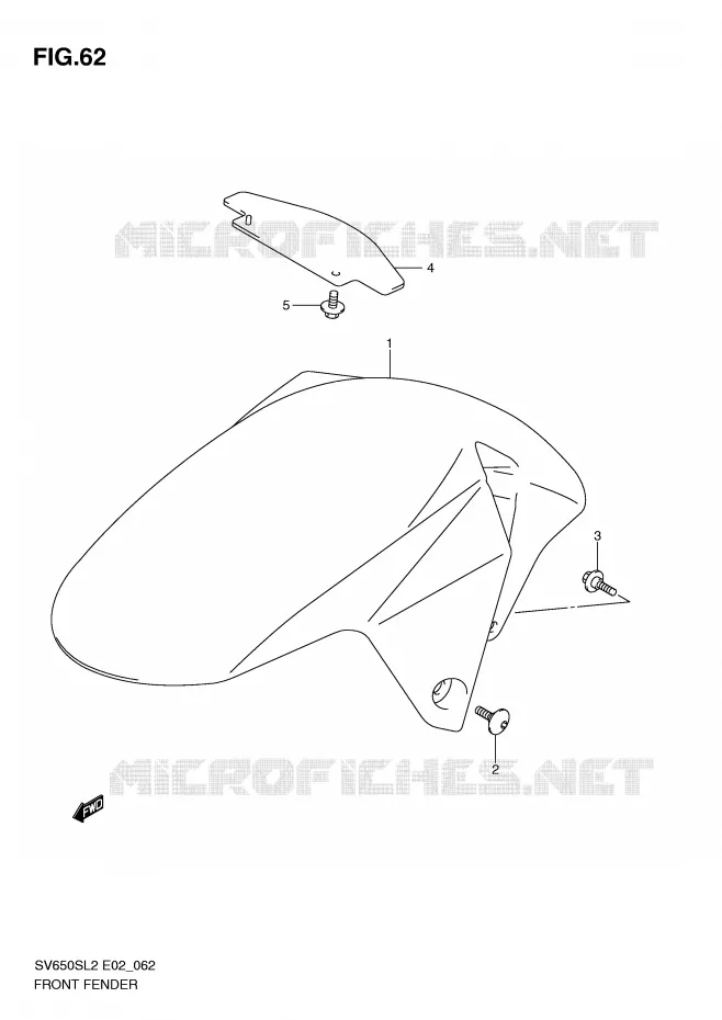 GARDE BOUE AVANT (SV650SL2 E24) Suzuki MOTO 650 SV 2012  SV650SAL2(E02)