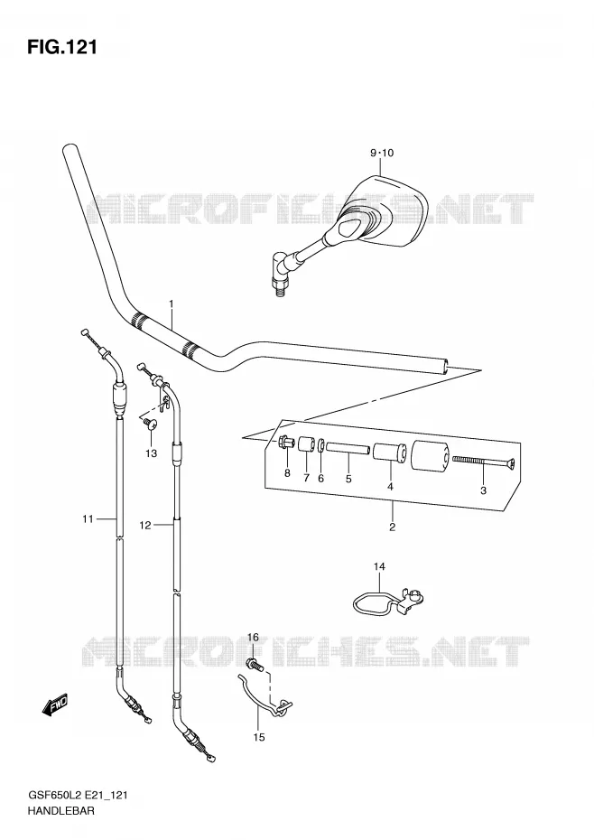 GUIDON (GSF650AL2 E21) Suzuki MOTO 650 BANDIT 2012  GSF650AL2(E21)