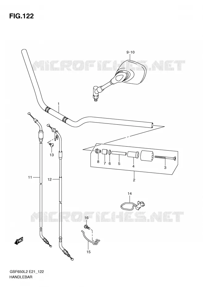 GUIDON (GSF650UAL2 E21) Suzuki MOTO 650 BANDIT 2012  GSF650UAL2(E21)