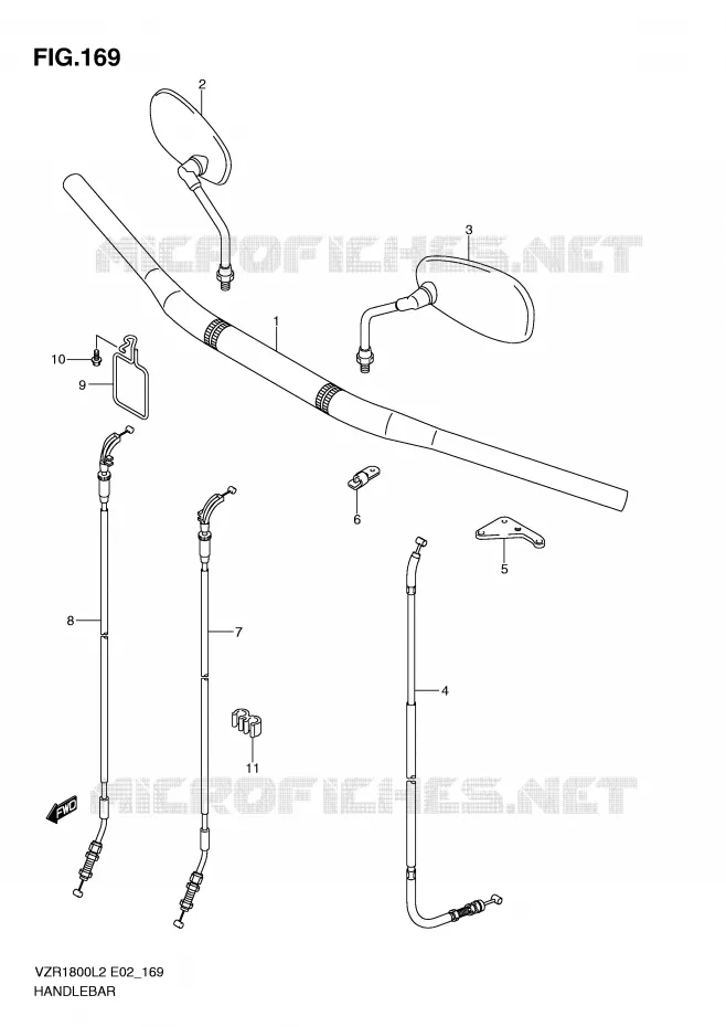 GUIDON (VZR1800L2 E24) Suzuki MOTO 1800 INTRUDER 2012  VZR1800ZUFL2(E02)
