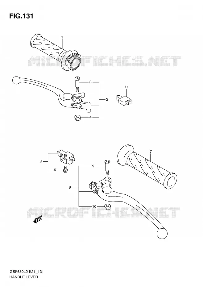 LEVIERS - POIGNEES (GSF650SL2 E21) Suzuki MOTO 650 BANDIT 2012  GSF650SAL2(E21)