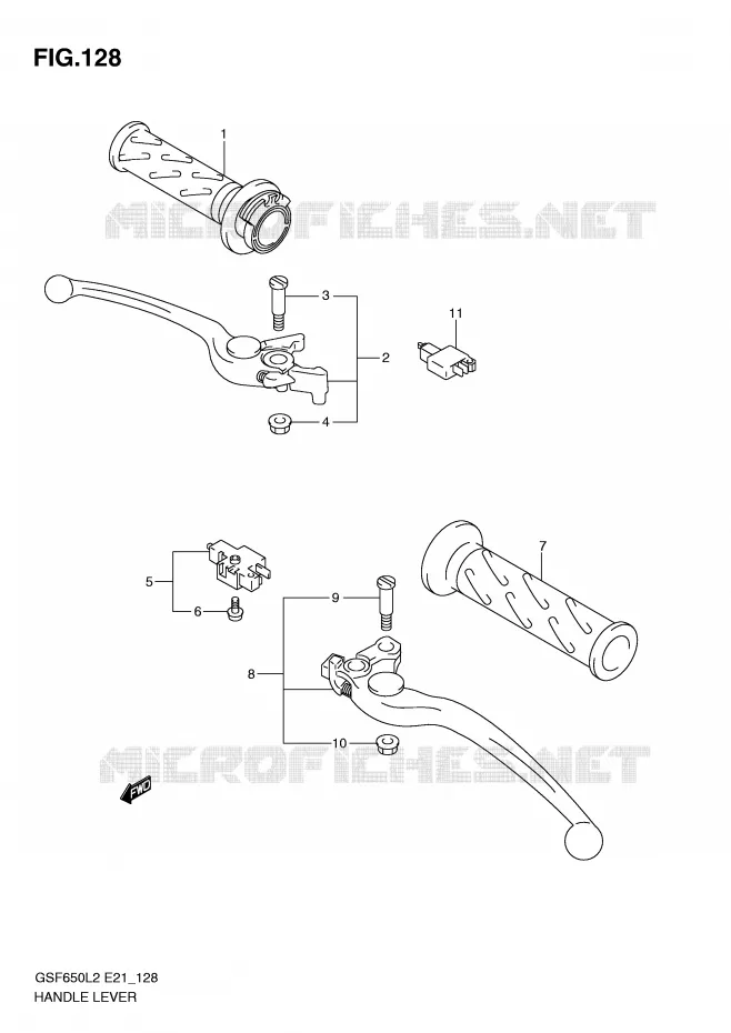 LEVIERS - POIGNEES (GSF650UL2 E21) Suzuki MOTO 650 BANDIT 2012  GSF650L2(E21)