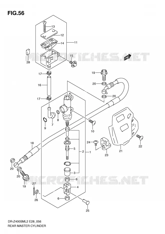 MAITRE CYLINDRE ARRIERE Suzuki MOTO 400 DR-Z 2012  DR-Z400SML2(E28)