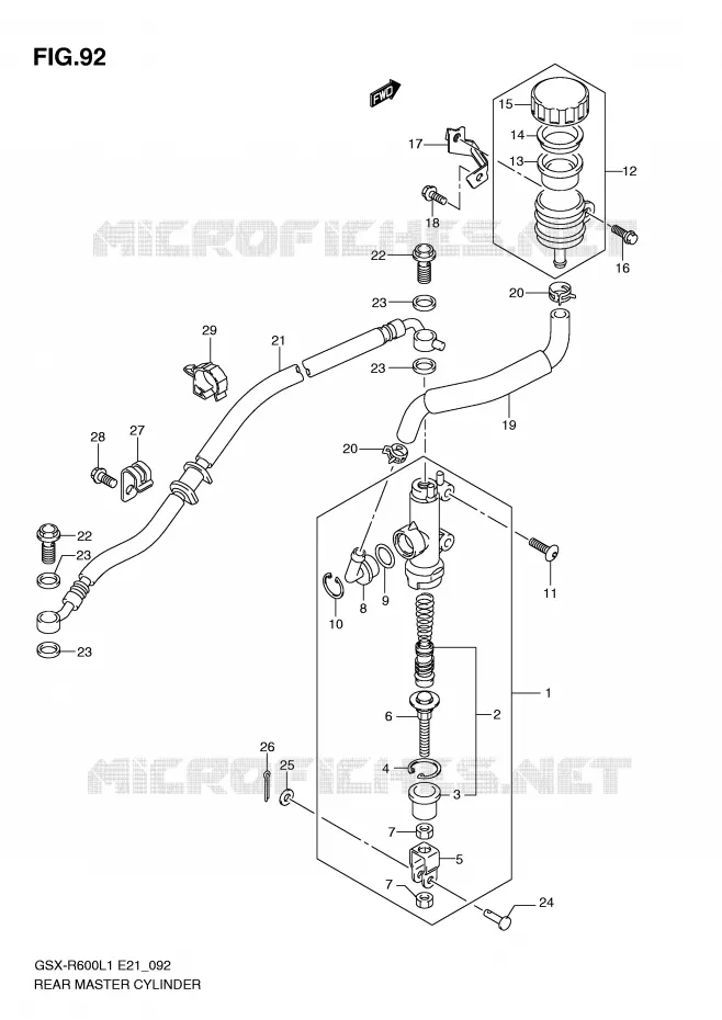 MAITRE CYLINDRE ARRIERE Suzuki MOTO 600 GSX-R 2011  GSX-R600UEL1(E21)