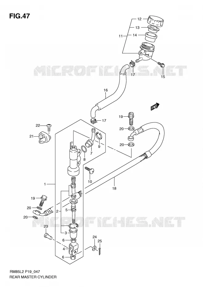 MAITRE CYLINDRE DE FREIN ARRIERE (RM85L2 P19) Suzuki MOTO 85 RM 2012  RM85L2(P19)