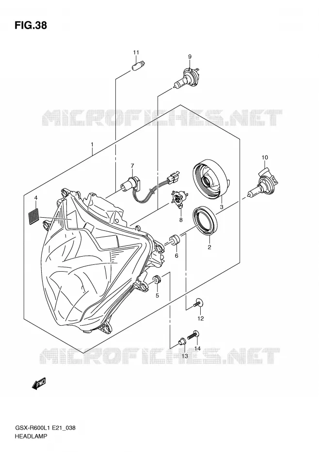 PHARE (GSX-R600UEL1 E21) Suzuki MOTO 600 GSX-R 2011  GSX-R600L1(E21)