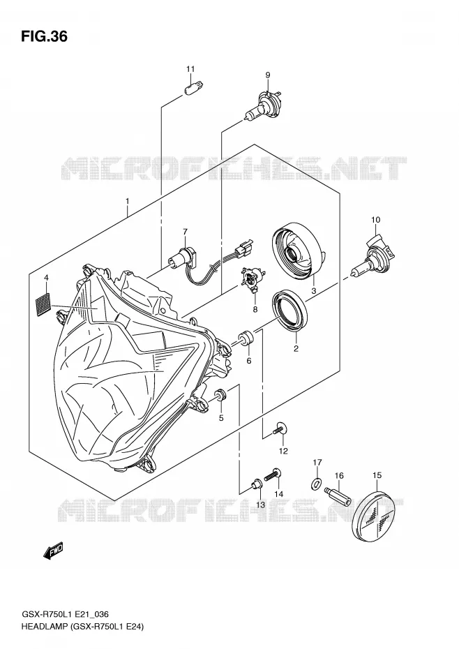 PHARE (GSX-R750L1 E24) Suzuki MOTO 750 GSX-R 2011  GSX-R750L1(E21)