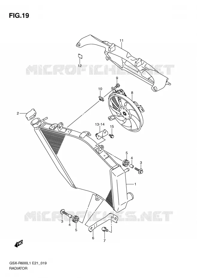 RADIATEUR (GSX-R600L1 E24) Suzuki MOTO 600 GSX-R 2011  GSX-R600UFL1(E21)
