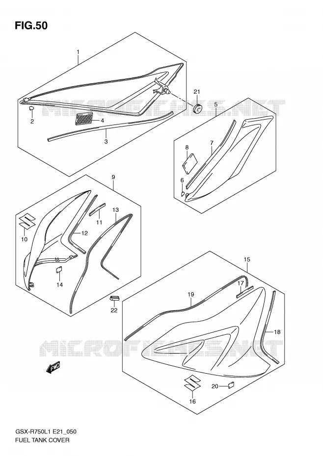 RESERVOIR D'ESSENCE - COUVERCLES Suzuki MOTO 750 GSX-R 2011  GSX-R750L1(E21)