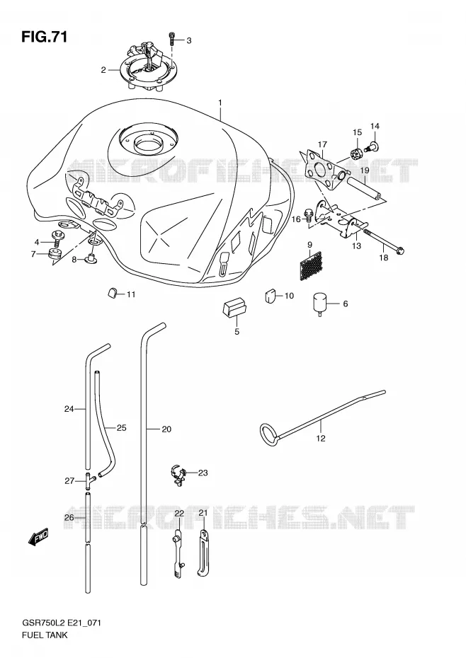 RESERVOIR D'ESSENCE (GSR750AL2 E21) Suzuki MOTO 750 GSR 2012  GSR750AL2(E21)