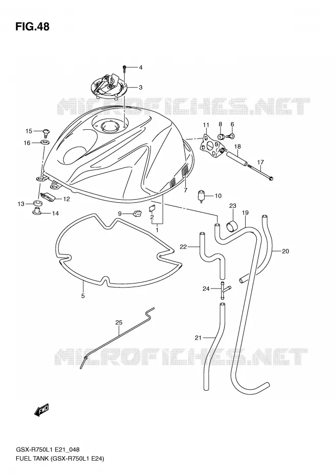 RESERVOIR D'ESSENCE (GSX-R750L1 E24) Suzuki MOTO 750 GSX-R 2011  GSX-R750L1(E21)
