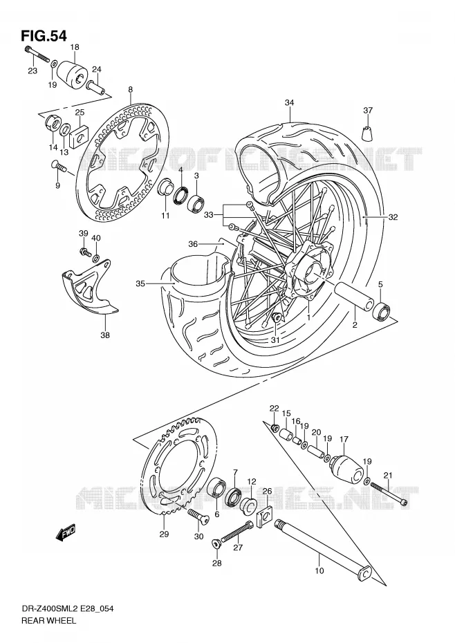 ROUE ARRIERE Suzuki MOTO 400 DR-Z 2012  DR-Z400SML2(E28)