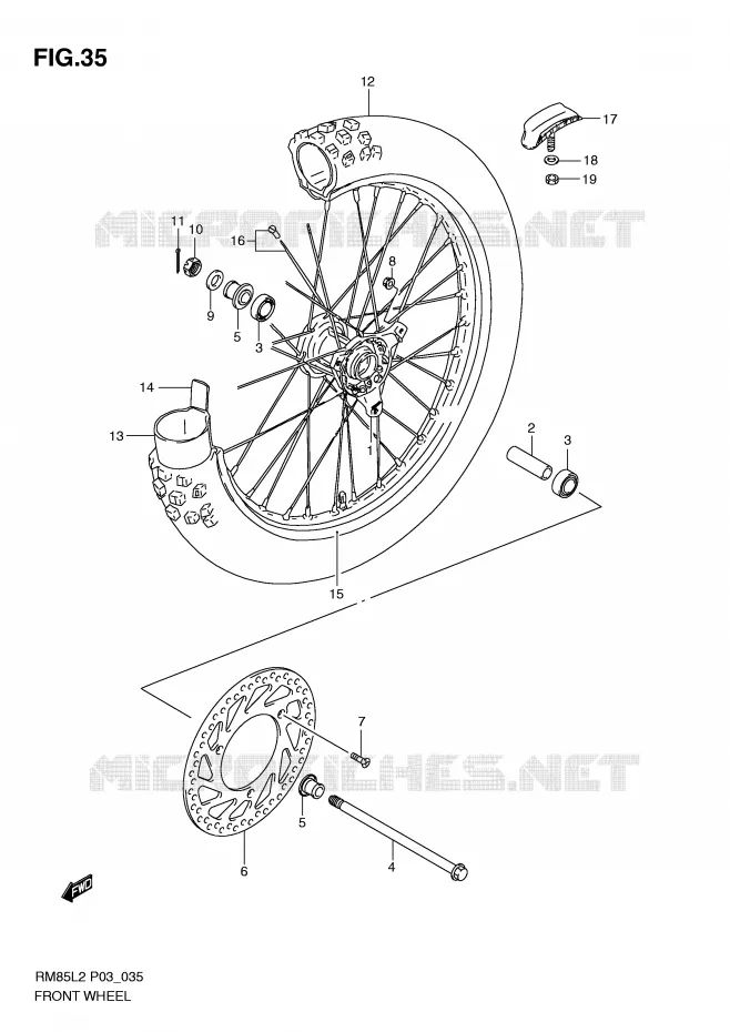 ROUE AVANT (RM85LL2 P03) Suzuki MOTO 85 RM 2012  RM85LL2(P03)