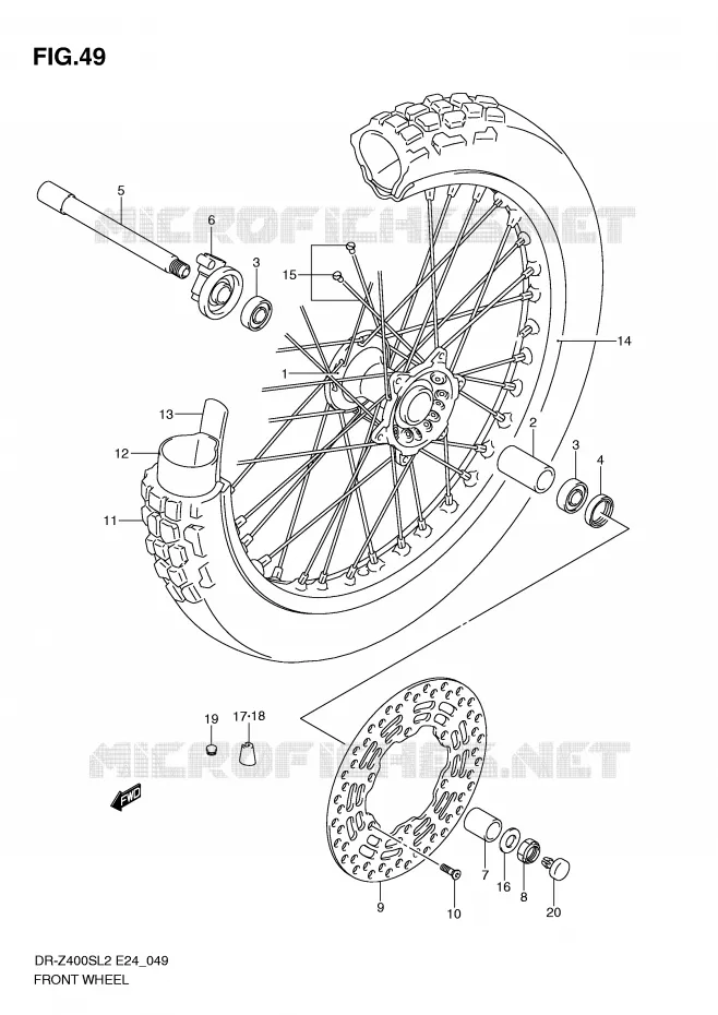 ROUE AVANT Suzuki MOTO 400 DR-Z 2012  DR-Z400SL2(E24)