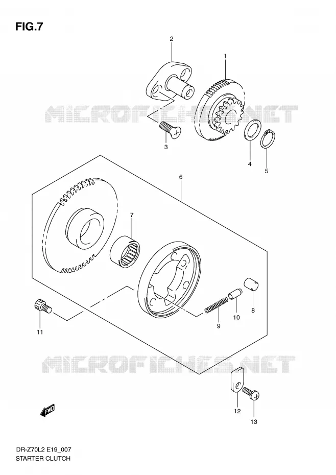 ROUE LIBRE DE DEMARREUR Suzuki MOTO 70 DR-Z 2012  DR-Z70L2(E19)