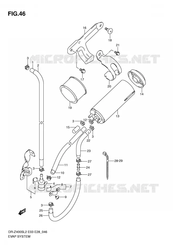 SYSTÈME DE RECYCLAGE VAPEURS CARBURANT (DR-Z400SL2 E33) Suzuki MOTO 400 DR-Z 2012  DR-Z400SL2(E03)