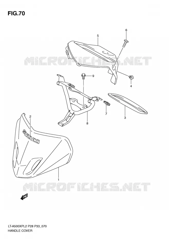 CARENAGE DE GUIDON (LT-A500XPZL2 P33) Suzuki QUAD 500 KINGQUAD 2012  LT-A500XPZL2(P28)